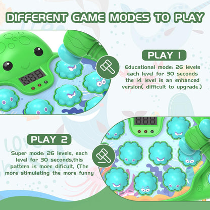 JOYBLI Octopus Vitality Strike Game, Educational Musical Whack-A-Mole Toy with 2 Game Modes, Digital Score Display, Toddler Early Developmental Learning Toy, Fun Birthday Gift for Kids Age 2+