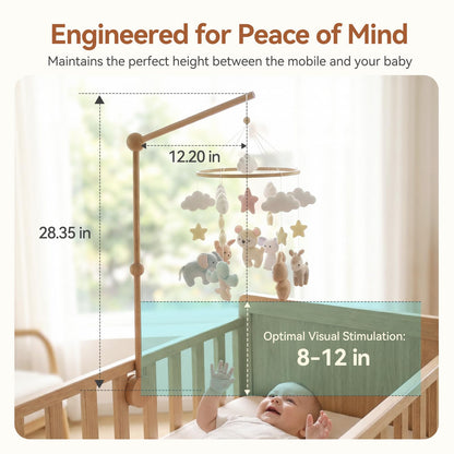 Crib Mobile Holder, HBM Wooden Mobile Arm & Hanger for Crib, Nursery Decor for Baby Girl Boy