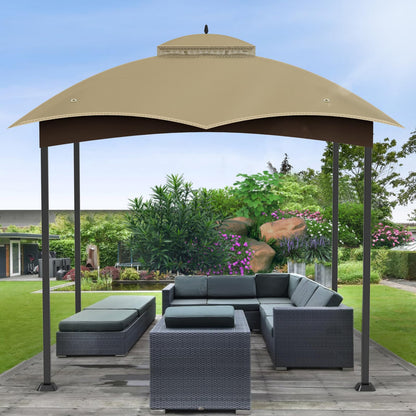 10x12 Replacement Gazebo Canopy Top Cover, Double Tiered Waterproof Canopy Roof for Lowe's Allen Roth Gazebo #GF-12S004B-1 (Khaki)