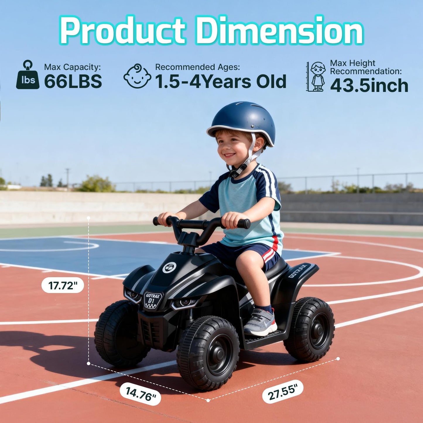 Gotrax RT1 Ride on Toys for Toddlers 1.5-4, Safe 12V Lead-acid Battery up to 80 Minutes, Forward/Reverse 2 Gears, Max 1.5MPH Speed&8" Big Tire, Electric Vehicle ATV Car Best Gift for Age1.5–4 Boy Girl
