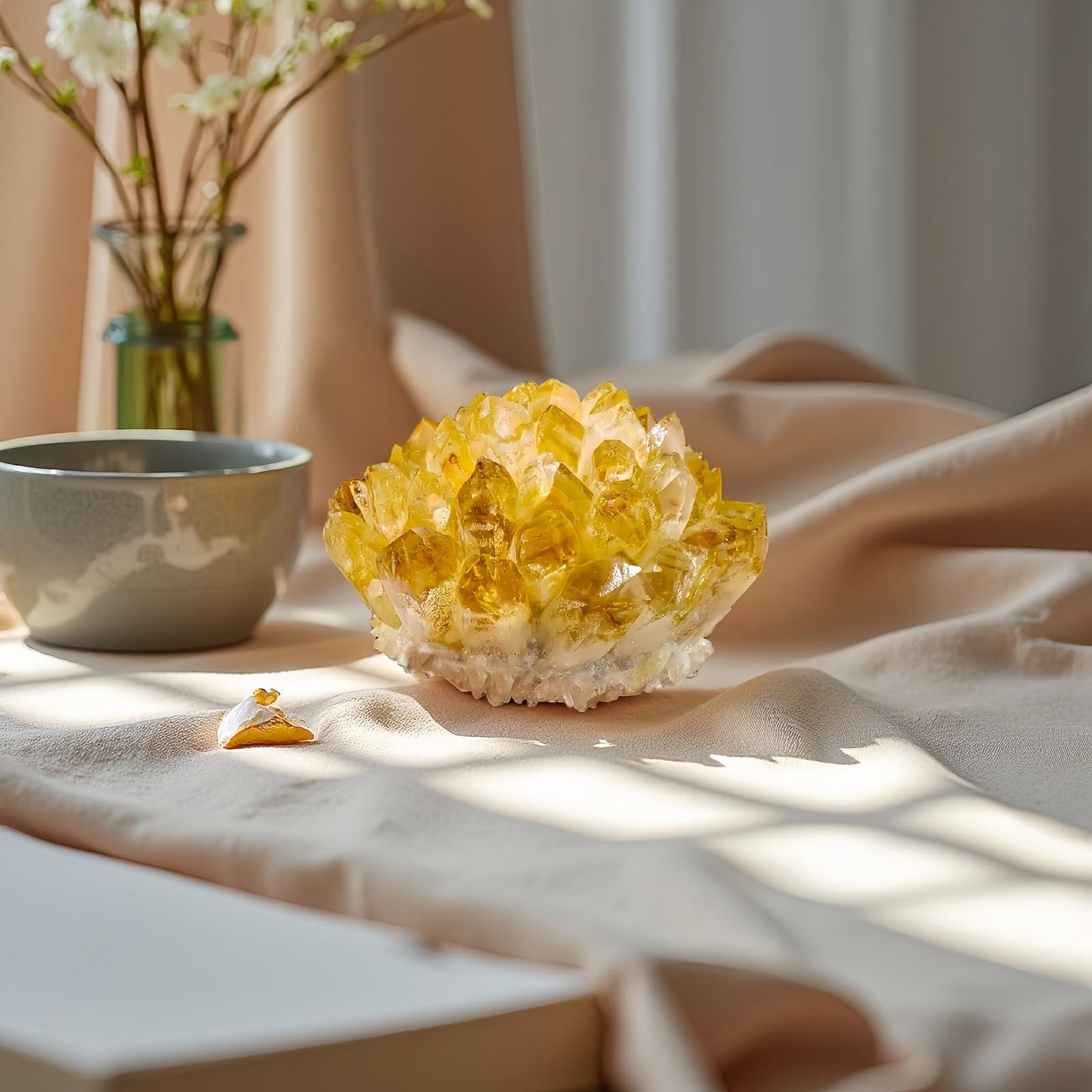 Citrine Crystal Cluster Large Quartz Crystal Formation- Large Yellow Crystal for Positive Energy Authentic Citrine Stone - Citrine Stone Crystal Clusters for Healing