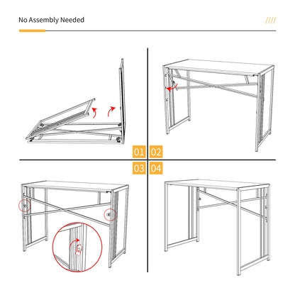 Lutown Teen Folding Computer Desk - 32 inch, Writing & Gaming, Small Space Office Desk, Black, No Assembly Required
