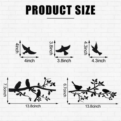 Youyole 5 Pcs Metal Wall Art Birds on The Branch Metal Wall Art Decor Hanging Leaves with Birds Ornament Silhouette for Indoor Outdoor Home Office Balcony Garden Decor