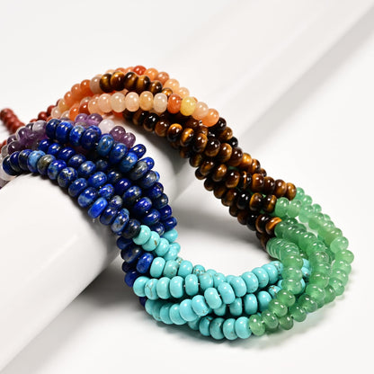 4x6mm Natural Rondelle Beads – Loose Gemstone Spacers for DIY Jewelry Making (Chakra)