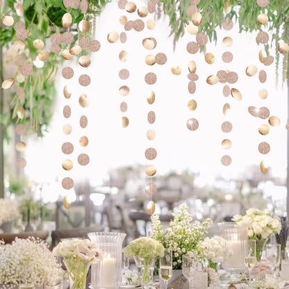 Decor365 Champagne Gold Party Decorations Glitter Gold Birthday Decoration Hanging Circle Garland Streamers Banner Backdrop Christmas New Year Eve NYE Anniversary Graduations Party Decor