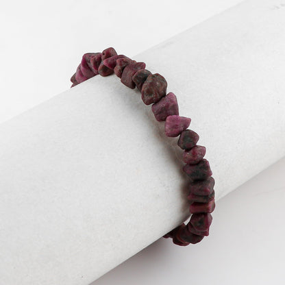 CRYSTALINES Natural Raw Ruby Gemstone Dainty Bracelet, 14K Gold Plated, Rough Stones, Handmade Hypoallergenic Jewelry, Healing Crystals, July Birthstone, Gift for Women, 7+1inch