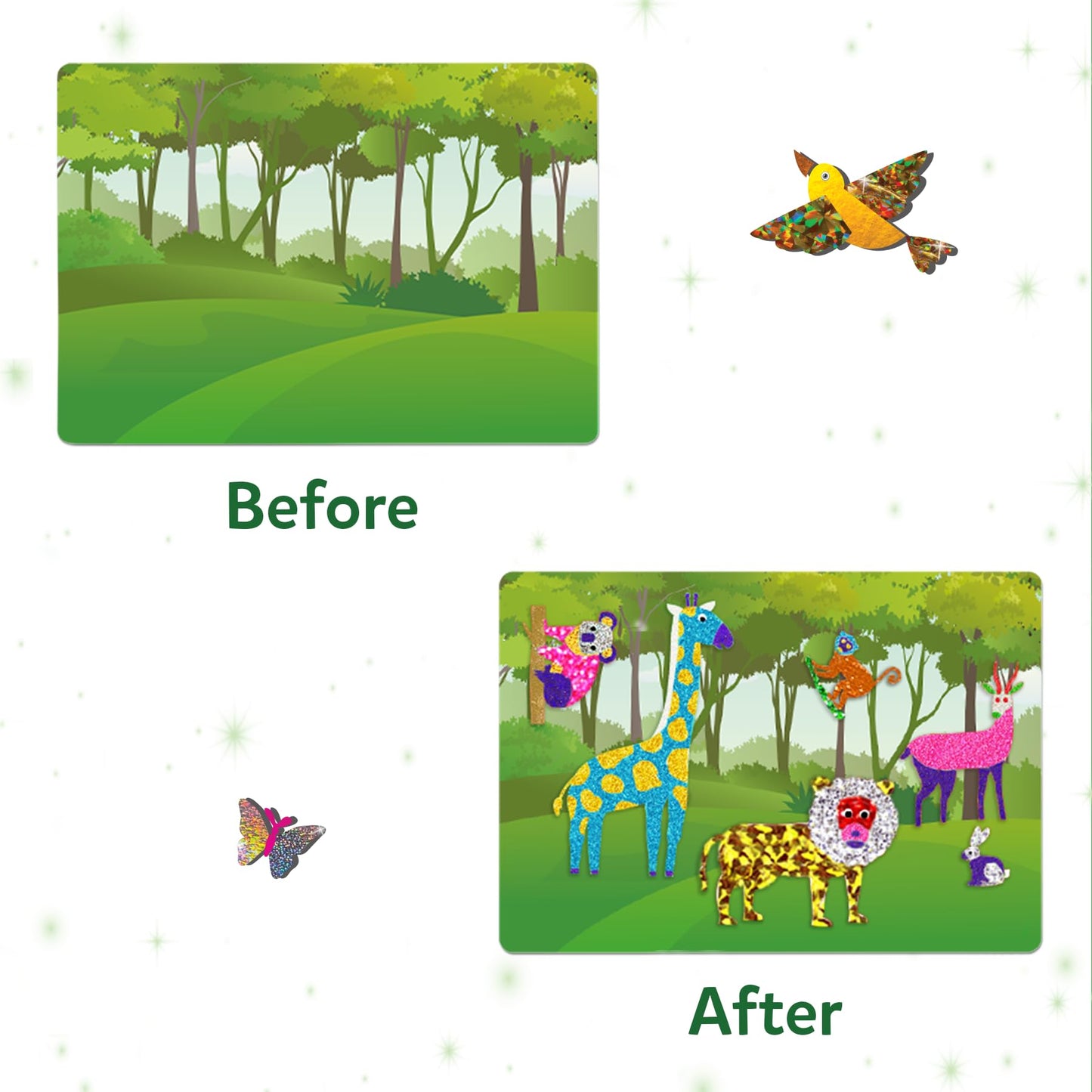 Skillmatics Foil Fun - Animals, No Mess Art for Kids, Travel Toys, Craft Kits, DIY Creative Activity, Screen-Free Entertainment, Gifts for Boys & Girls Ages 4, 5, 6, 7, 8, 9