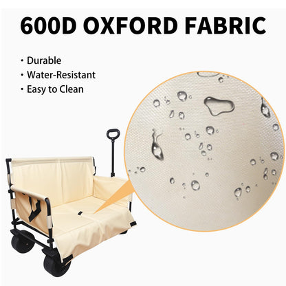 Collapsible Folding Wagon, Foldable Beach Wagon Cart with 300L Storage Collapsible 330LBS Folding Cart Adjustable Handle, Outdoor Utility Wagon for Groceries, Camping, Sports, Shopping