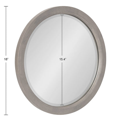 Kate and Laurel Hogan Farmhouse Round Wall Mirror; 18 Inch Diameter; Gray; Sophisticated Modern Mirror for Wall
