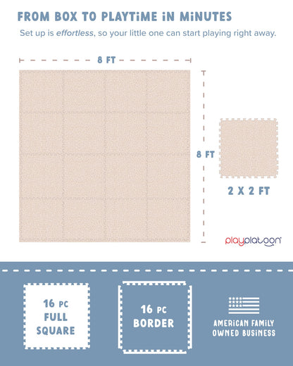 Play Platoon Non-Toxic Large Baby Play Mat for Floor, 16 Tile 96 x 96 inch - Extra-Thick Interlocking Foam Floor Tiles 24 x 24 in Puzzle Mat Pieces with Border, Playmat Rug for Kids - Savanna Print