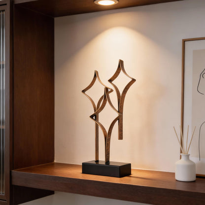 LNXMES Abstract Metal Sculpture Home Decor – Modern Minimalist Line Art Statue Decorations for Table, Shelf, Living Room, Office & Entryway (Diamond Curved Metal Sculpture)