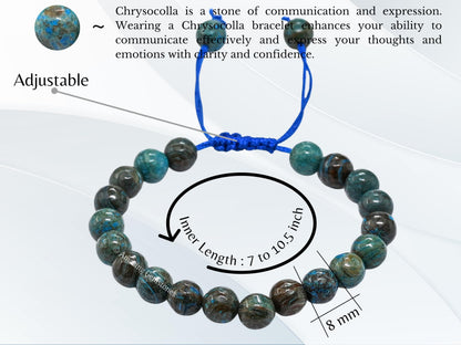 Amazing Gemstone Chrysocolla Bracelet for Women - Chakra Mens Bracelet Protection Crystals and Healing Stones - Blessing Bracelet Spiritual Meditation Gift Christmas Stocking