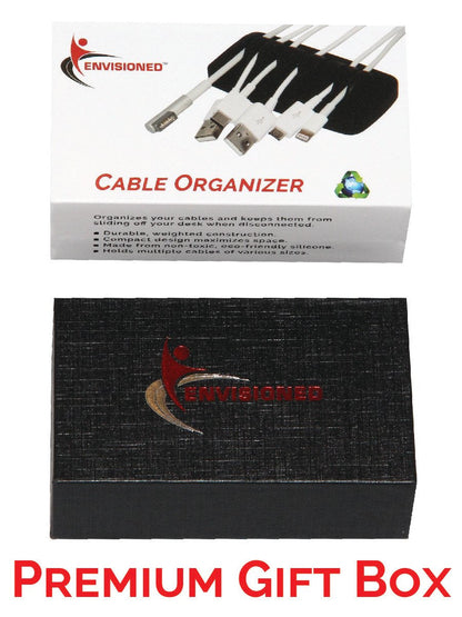 Heaviest Cable Organizer on The Market! Compact and Weighted Desktop Cord Holder and Cable Organizer, Eco-Friendly Silicone, No Bad Smell, Bundled with 4 Reusable Cable Ties! (Black)