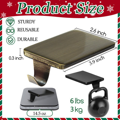 HMASYO Christmas Stocking Holders for Mantle Set of 2, Heavy Duty Cast Iron Stocking Hangers Base, Low Profile Weighted Stocking Holder Hooks for Fireplace Tabletop Shelf Christmas Decoration, Bronze