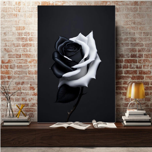 Vintage Rose Canvas Wall Art, Retro Black And White Rose Flower Painting Picture Print, Modern Rustic Floral Artwork Wall Decor Poster for Living Room Bedroom Bathroom Farmhouse 12"X18" No Frame