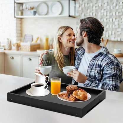 Kaukinye Bamboo Bed Tray Table with Foldable Legs, Breakfast Tray, Laptop Desk for Bed or Sofa,Food,Dinner,Serving,TV Table Kitchen, Eating,Working, Reading(Black)
