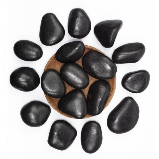 LOOIOOJ 40 lbs Black River Rocks - Large Polished Black Pebbles for Plants & Garden Decorative Stones，2-3" Polished Pebbles for Landscaping, Fish Tanks, Flower Pots, Water Fountains