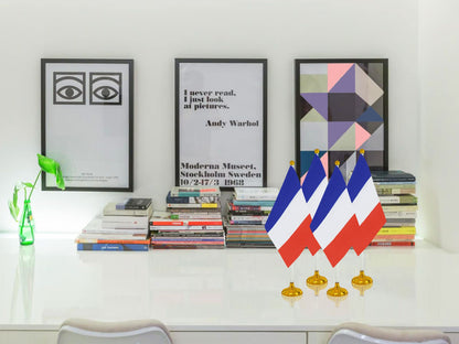WXTWK 12 Pack France Flag French Desk Flag Small Mini French Table Flags With Stand Base,Home Office Festival Events Celebration Decorations