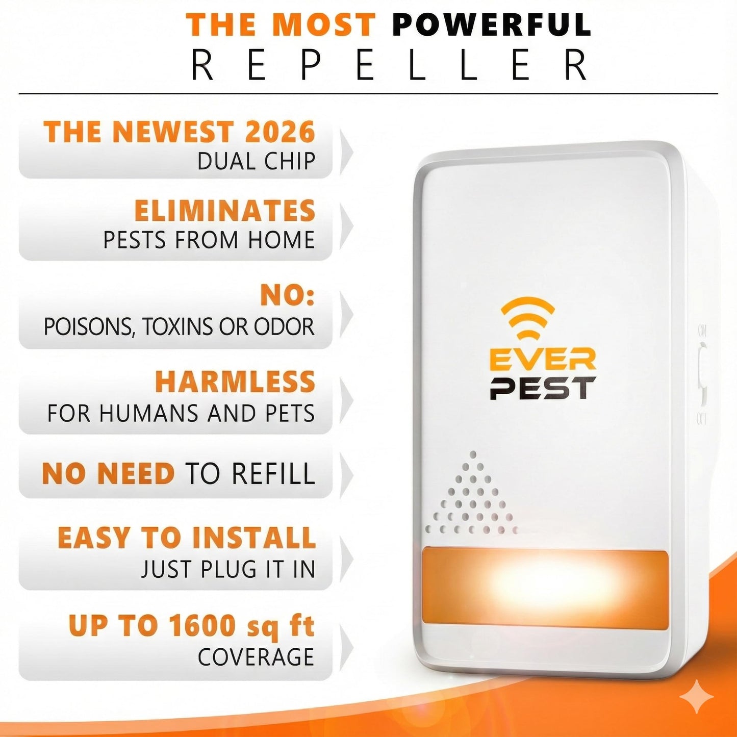 Ultrasonic Pest Control Repeller Plug in 2 Pack Repellent - Get Rid of Mosquito, Mice, Cockroach Spider Bed Bug Squirrel Fly Wasp Ant Mice Indoor, Outdoor, Patio Home Roach Infestation