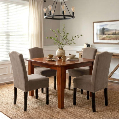 H.VERSAILTEX Dining Chair Covers Stretch for Dining Room Set of 4 Parson Chair Slipcovers Protectors, Soft Thick Solid Velvet Fabric Washable, Taupe