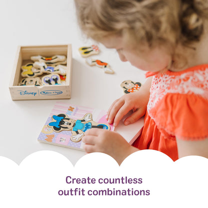 Melissa & Doug Disney Minnie Mouse Dress-Up Puzzle, 18 Pieces Mix and Match Outfits, Sorting & Matching Toy with Storage Case, Educational Puzzle for Toddlers Ages 3+