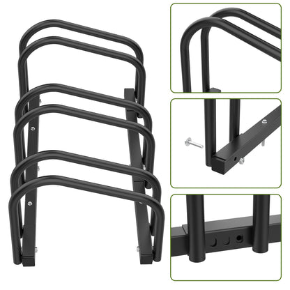 WALMANN 3 Bikes Floor Bike Stand, Bike Parking Rack Garage Bike Storage Stand Indoor/Outdoor 22-28" Wheel Stand, Max. Tire Width 2.1"
