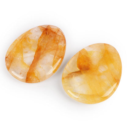 Artistone Citrine Crystal Thumb Worry Stone Hand Carved Healing Crystal Pocket Stone for Meditation Reiki, Water Drop Shaped (Pack of 2 Pieces)