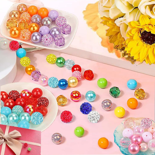 320pcs Crystal Beads for Pen Making, Including 100pcs 10mm Rhinestone Mixed with Round Bead and Bubble Gum, and 120pcs 8mm Spaced, DIY handicrafts (10mm)
