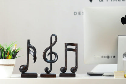 Handicraftviet Wooden Music Note Sculpture and Music Lovers, Handmade Music Symbols Gifts for Office Bookshelf Room Decor, Music Teacher Gifts, Music Graduation Gifts (Music Note Set 3, Black)