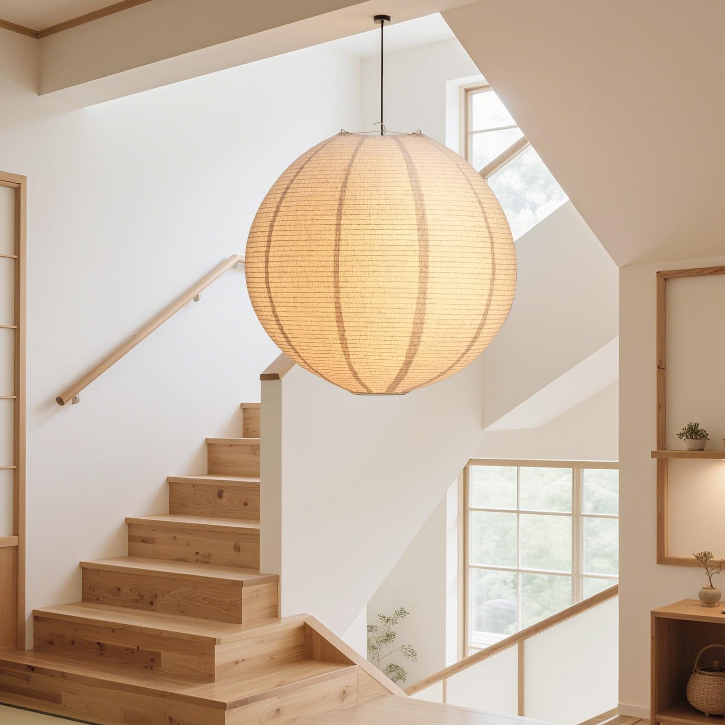 oetmilc Large Hanging Lamp shade 20INCH Round Linen Pendant Lamp shade Can replace paper lanterns Hanging Lantern Handmade Minimalist Decorations Suitable for Living room, Hallway Bedroom, and kitchen
