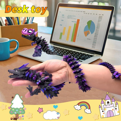TJYZGXQ 4 Pcs 24in 3D Printed Dragon，Large Fidget Toy，Flying Dragon，Dinosaur，Cool Large Crystal 3D Printed Animals，Desk Toy，6-8 8-12 Gifts for Boys，Teen，Girl，Adult Gift Easter Basket Stuffers