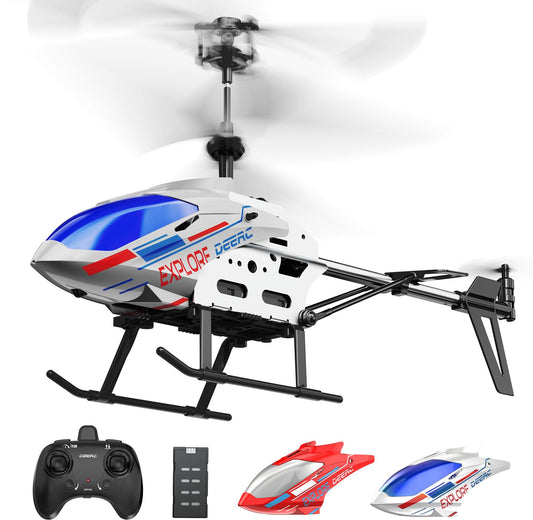 DEERC Remote Control Helicopter, 3.5 CH Altitude Hold RC Helicopters w/Gyro for Beginner, 2 Shells LED Light One Key Take Off/Landing, 2.4GHz Aircraft Indoor Flying Toy for Kids Boys Girls