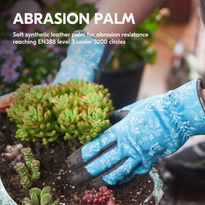 Vgo... Gardening Gloves for Women,Puncture-proof,Thornproof,Safety Work Gloves for Weeding,Digging,Touchscreen,Synthetic Leather(M,Blue,SL7476)