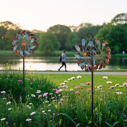 360° Wind Spinners Outdoor,13” Kinetic Wind Spinner,Yard Art Windmill with Metal Stake,Vintage Metal Wind Sculptures & Spinners,Waterproof Pinwheels Large Wind Spinner for Yard and Garden