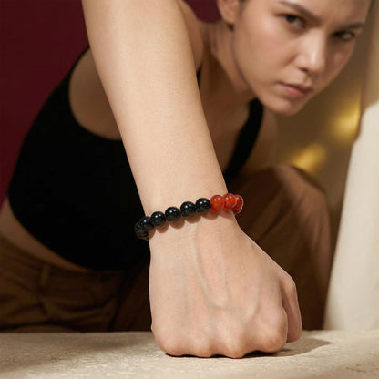 Bivei Self Confidence Bracelet, Strength Crystal Healing Bracelet 8MM with Red Agate & Black Tourmaline & Tiger Eye - Spiritual Stretch Beaded Jewelry for Women Men Gift
