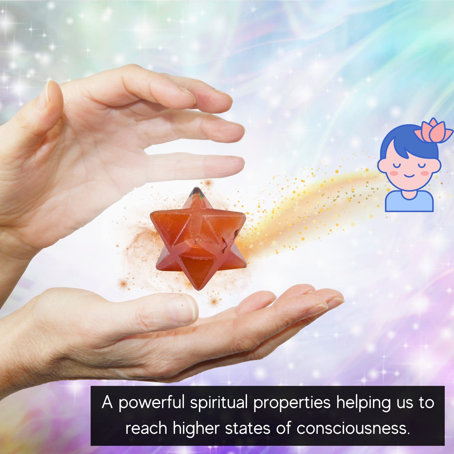 Amazing Gemstone Carnelian Merkaba Crystal - 0.75 Inches Metaphysical Merkaba Star for Meditation - Energetic Tetrahedron Crystal and Healing Stones for Spiritual Growth and Healing (15-20mm)
