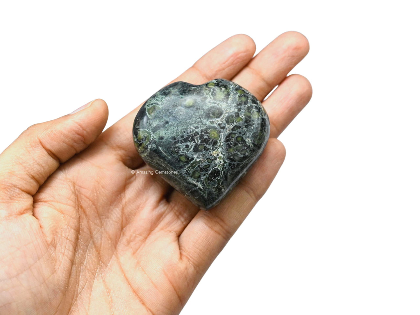 Amazing Gemstone Kambaba Jasper Crystal Heart Palm Stone - Pocket Massage Worry Stone for Natural Body Chakra Balancing, Reiki Healing and Crystal Grid