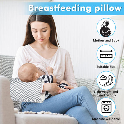 Baby Feeding Arm Pillow,Soft Cotton Bottle Nursing Arm Pillows for Newborn,Breastfeeding Pillows for More Support for Mom and Baby,Portable and Washable,Ergonomic Nursing Essentials(Grey Stripes)