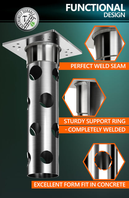4smile In-ground umbrella base, stainless steel - In-ground umbrella holder, lifelong quality - Umbrella stand outdoor base, load capacity up to 2,200 lbs
