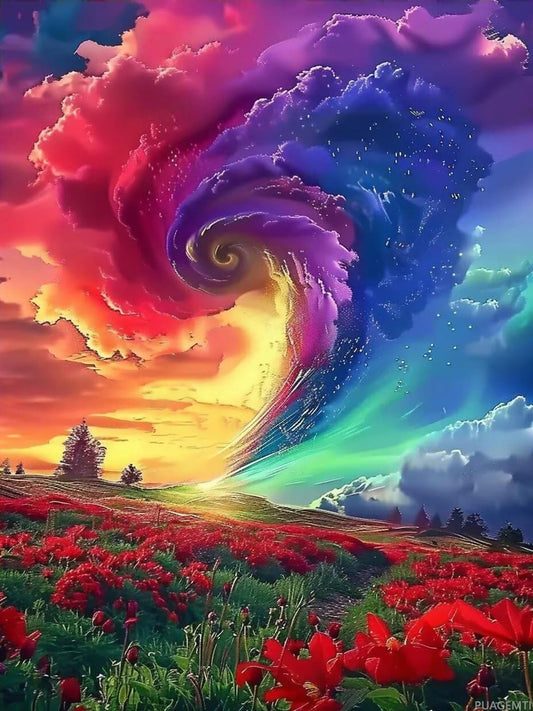 PUAGEMTI Rainbow Tornado Diamond Art Kits for Adults, Diamond Painting Kits 5D Full Drill Diamond Art Canvas Painting Kit for Beginners Home Wall Decor (12x16 inch)