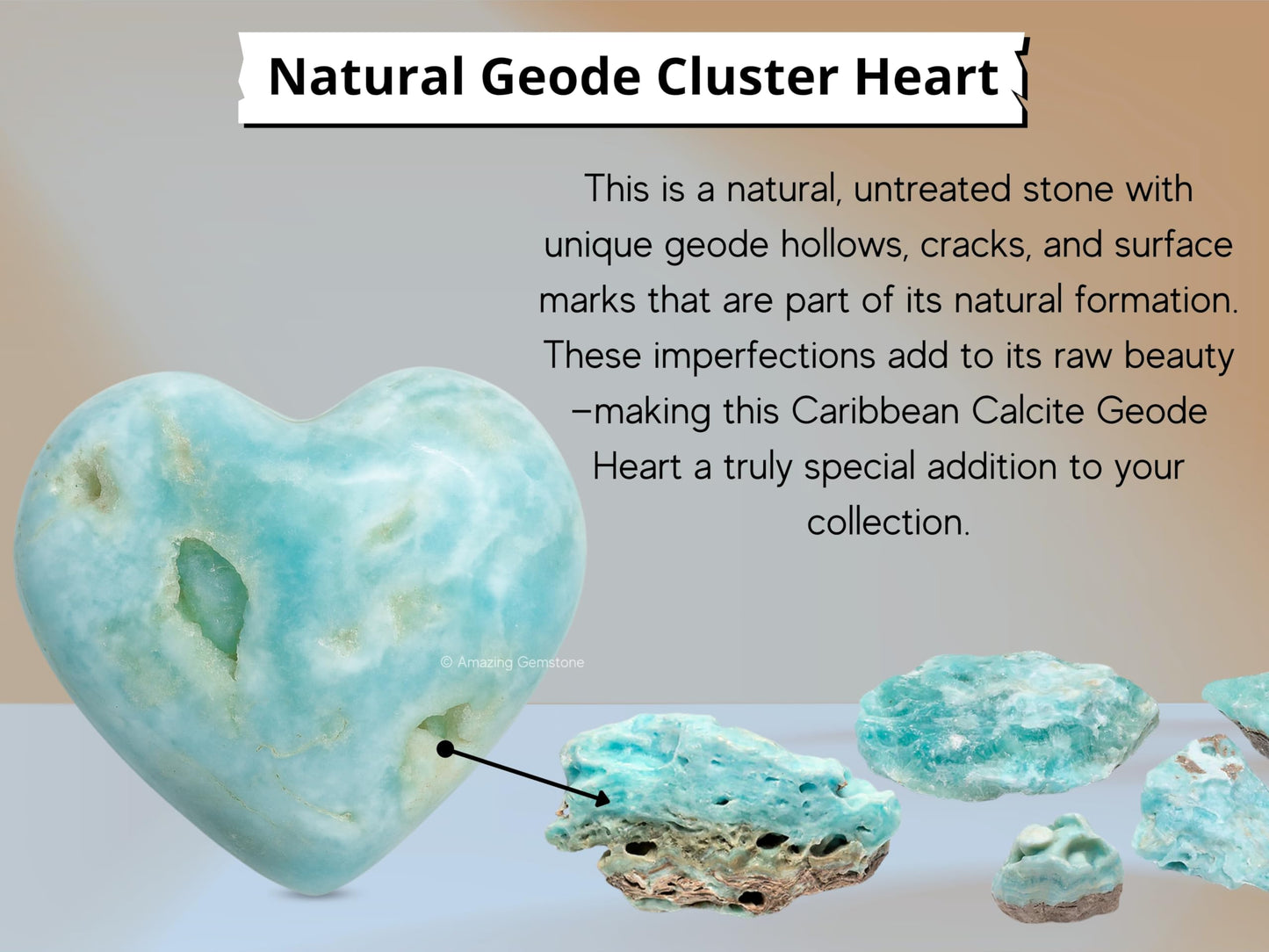 Amazing Gemstone Caribbean Calcite Crystal Heart Palm Stone - Pocket Massage Worry Stone for Natural Body Chakra Balancing, Reiki Healing and Crystal Grid