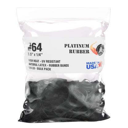 Black High Heat UV Resistant #64 Platinum Rubber Crepe Band Made in USA (3 1/2" x 1/4") Large Premium Fishing/Angler Rubberbands (64-1/4lb)