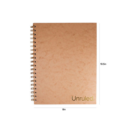 Unruled Classic Blank Spiral Notebook, 60lb Premium Plain Paper, 70 Sheets, Recycled and Sustainable, 10.5" x 8", 3 Pack, Gold Foil/Wire