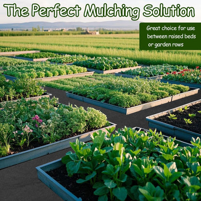 2Pcs Recycled Felt Mulch Mat Roll for Landscaping 8.2'x2' Black Garden Pathway Reusable Fabric Walkway Mat Permanent Mulch Sturdy Bed Liner Edging Border for Plants Vegetables Flower Weed Barrier