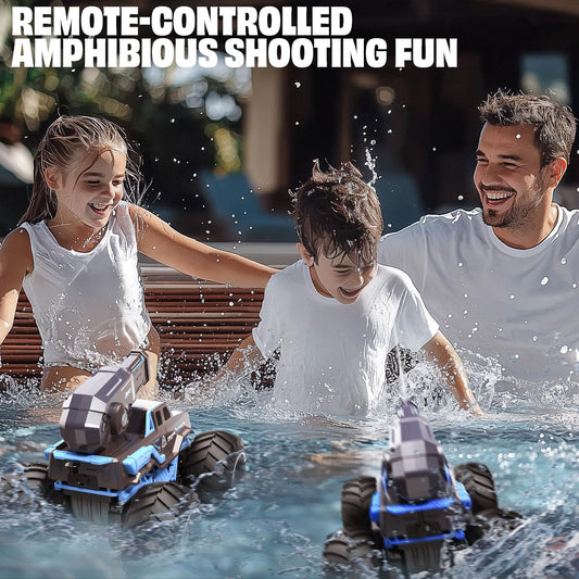 BEZGAR 1:16 Monster Truck Toys Remote Control Car Amphibious RC Cars Pickup Boat with Shooting Water Gun - 4WD Waterproof All-terrian Off-Road Vehicles Gifts for Kids Boys Age 6-12