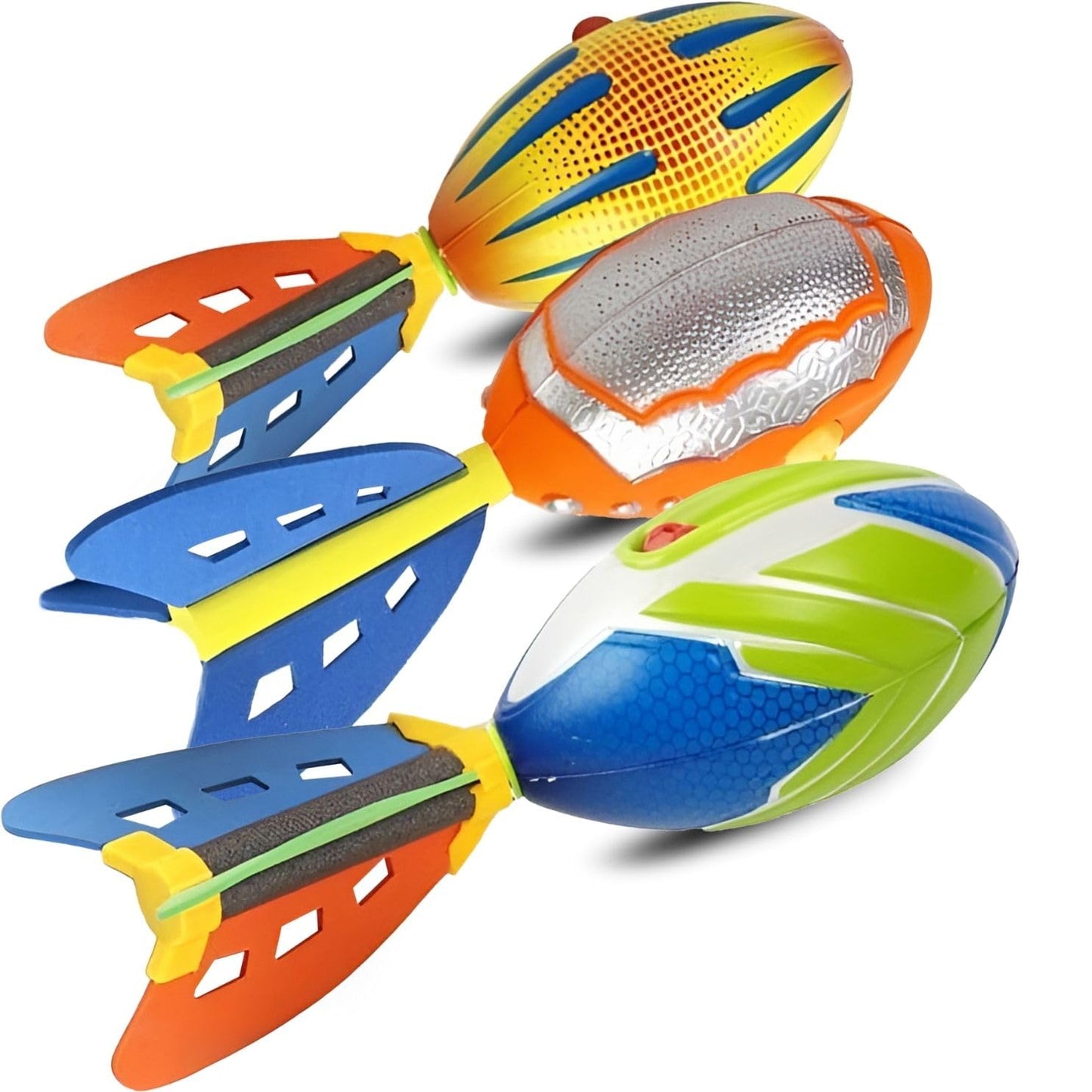 Liberty Imports 3 Pack Whistling Foam Footballs with Tail – Pocket Missile Rocket Football Toy Set for Kids – Aero Howling Sports Flyers for Outdoor Games, Backyard Play, Beach