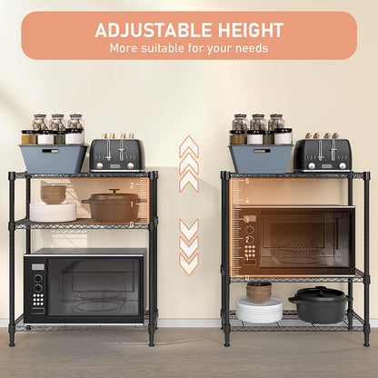 M MZG 750 lbs 3 Tier Storage Rack Metal Wire Shelving Unit, Storage Standing Shelf Organizer for Laundry Bathroom Kitchen Pantry Closet Garage Basement Utility Room, Black 13.8" D x 29.5" W x 35.5" H
