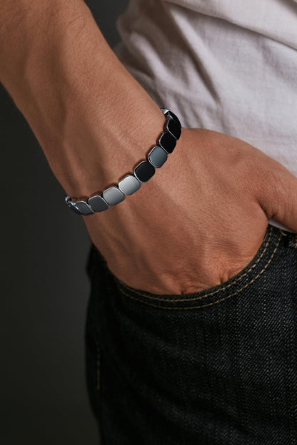 Gnamy Hematite Bracelet for Men, Gifts for Men Him Husband Boyfriend, Natural Hematite Stone Beaded Stretch Healing Bracelets Birthday Inspirational Jewelry Gifts for Man Male