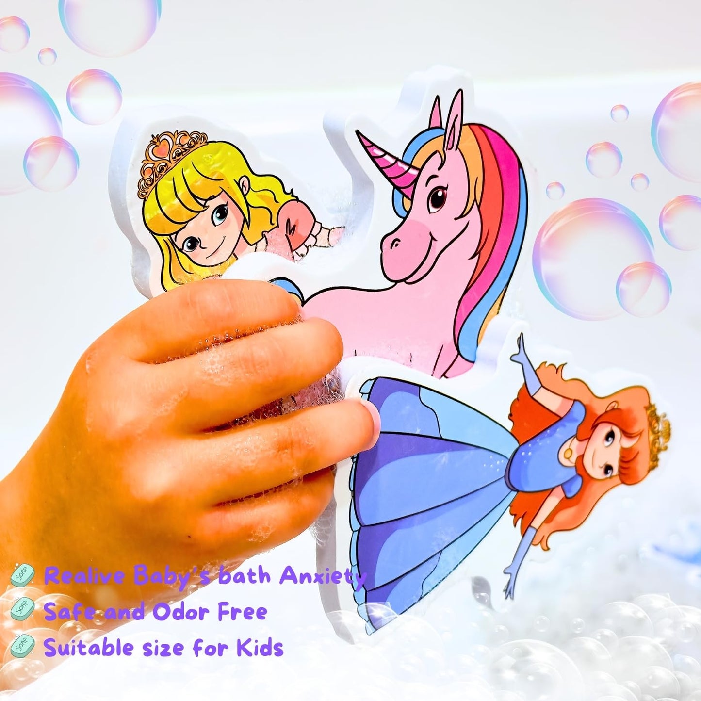 NUBUNI Foam Bath Toys with Storage Bag | Baby Bath Stickers | Shower Toys | Bathtub Toys | Bath Wall Toy | Princess Fairy Tail Foam