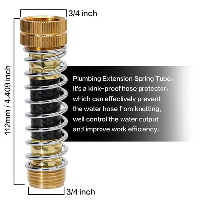 Hose Splitter 2 Way, Y-Valve Water Spigot Splitter, High Flow Faucet Splitter, 3/4" GHT Thickened Hexagonal Water Inlet with 2 Garden Hose Coiled Spring Protectors and 2 More Extension Handles